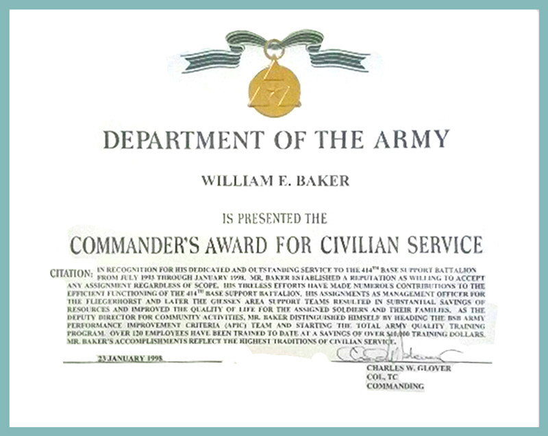Bill Baker Commander’s Award for Civilian Service